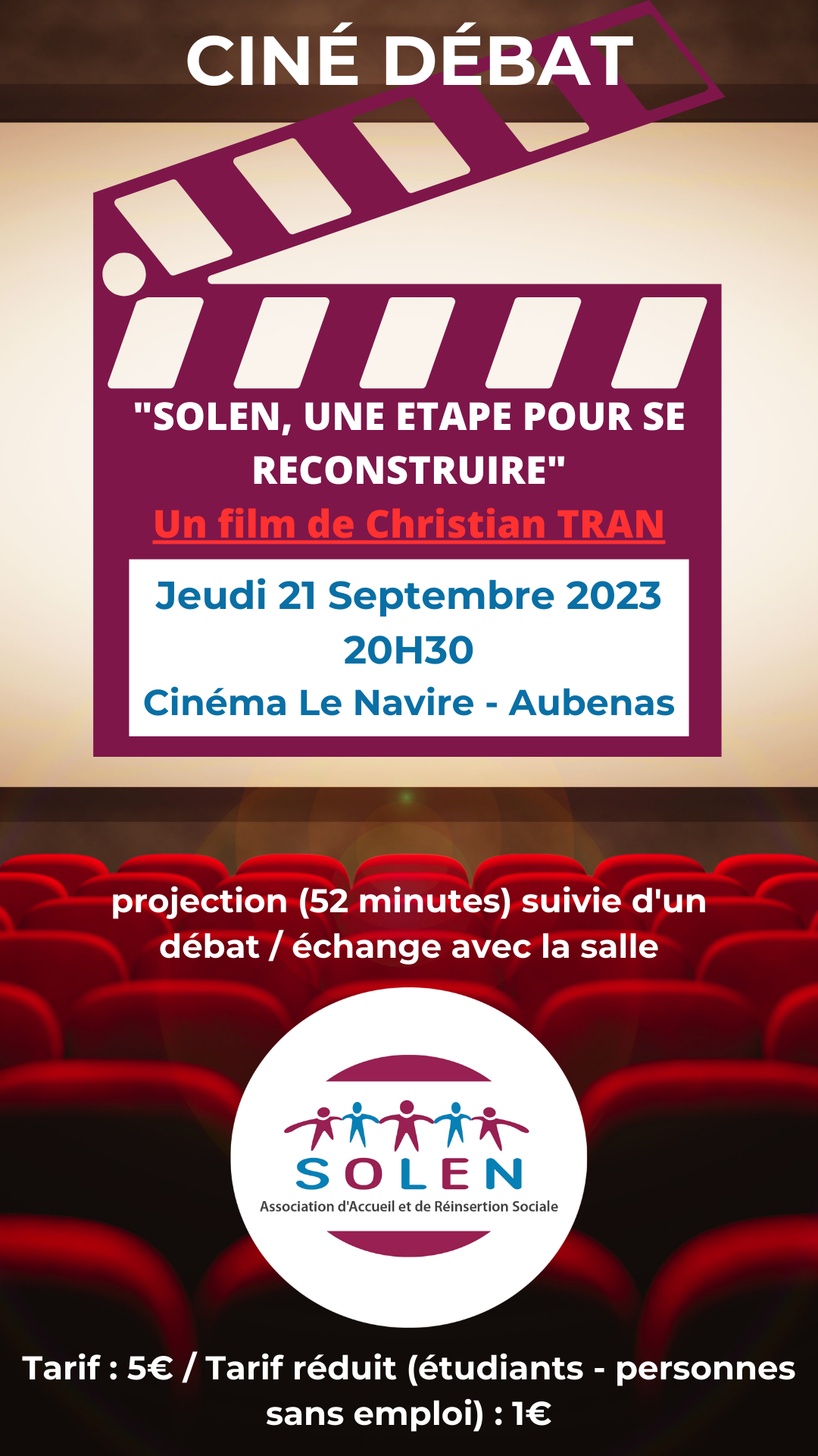 Lire la suite à propos de l’article Ciné débat jeudi 21 septembre 2023 à 20H30 au cinéma Le Navire à Aubenas